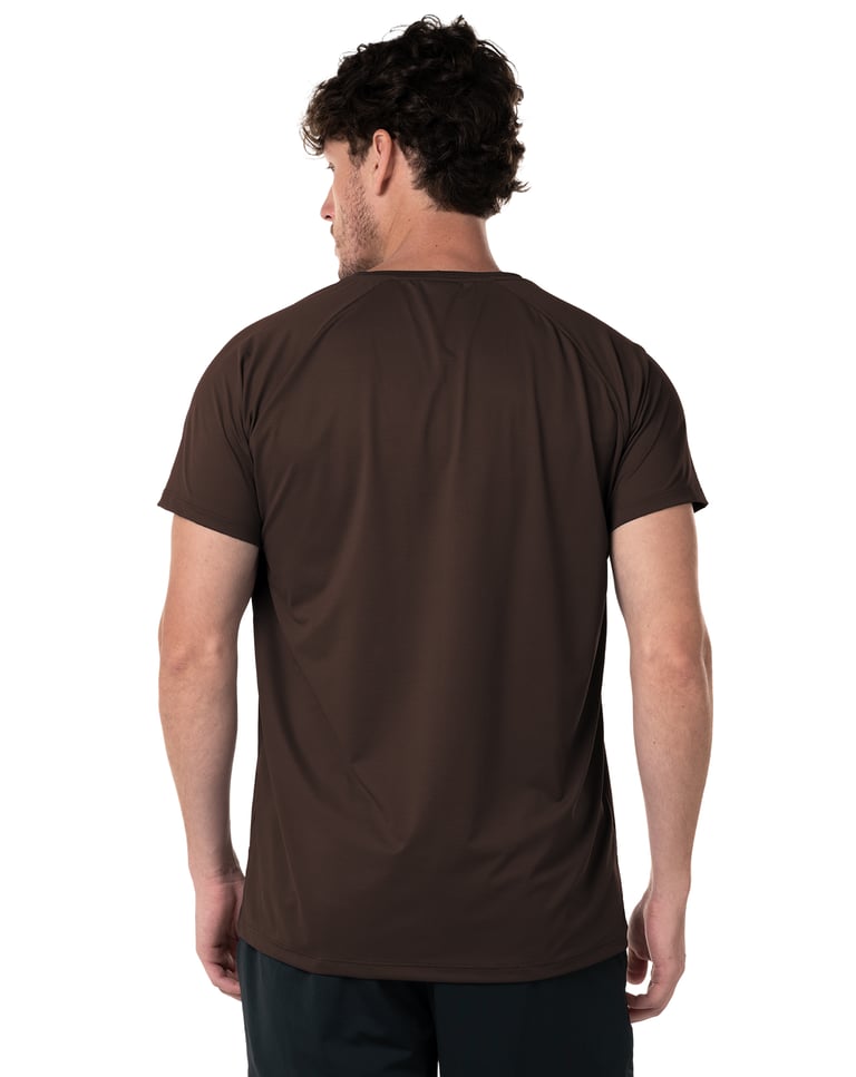 Camiseta Masculina Dry Poliamida Raglan Marrom