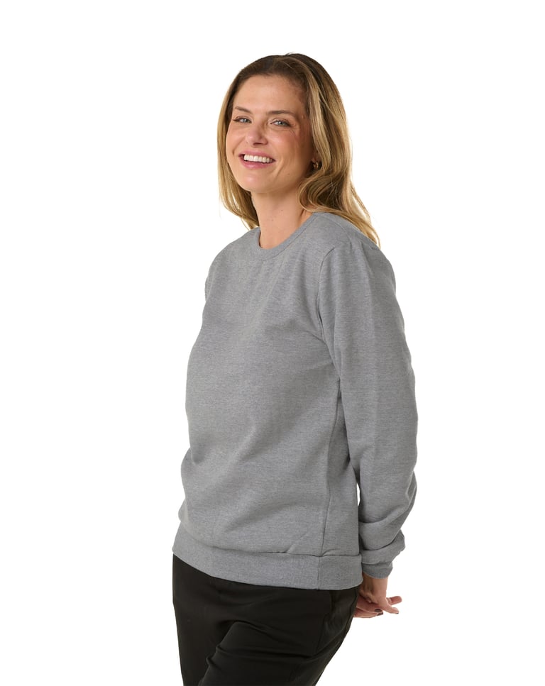 Kit 3 Blusões de Moletom Feminino Cinza Mescla