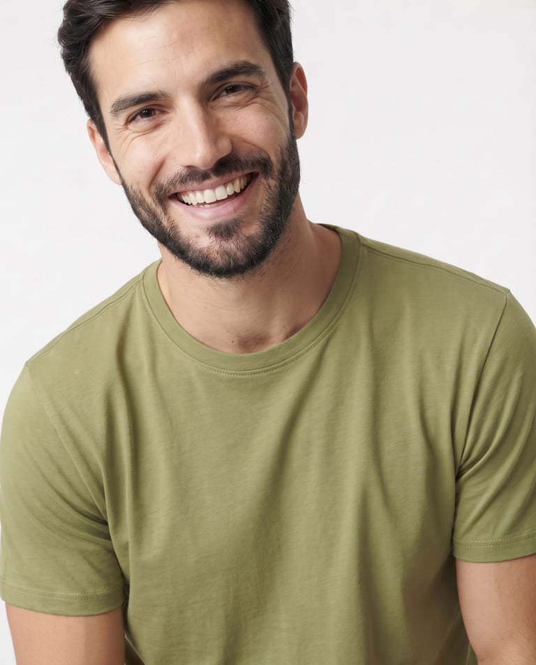 Camiseta de Algodão Premium Verde Caqui
