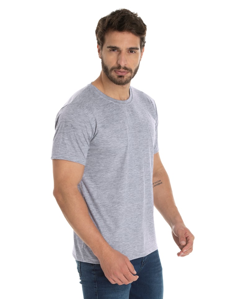 Camiseta de Poliéster/Sublimática Cinza Mescla