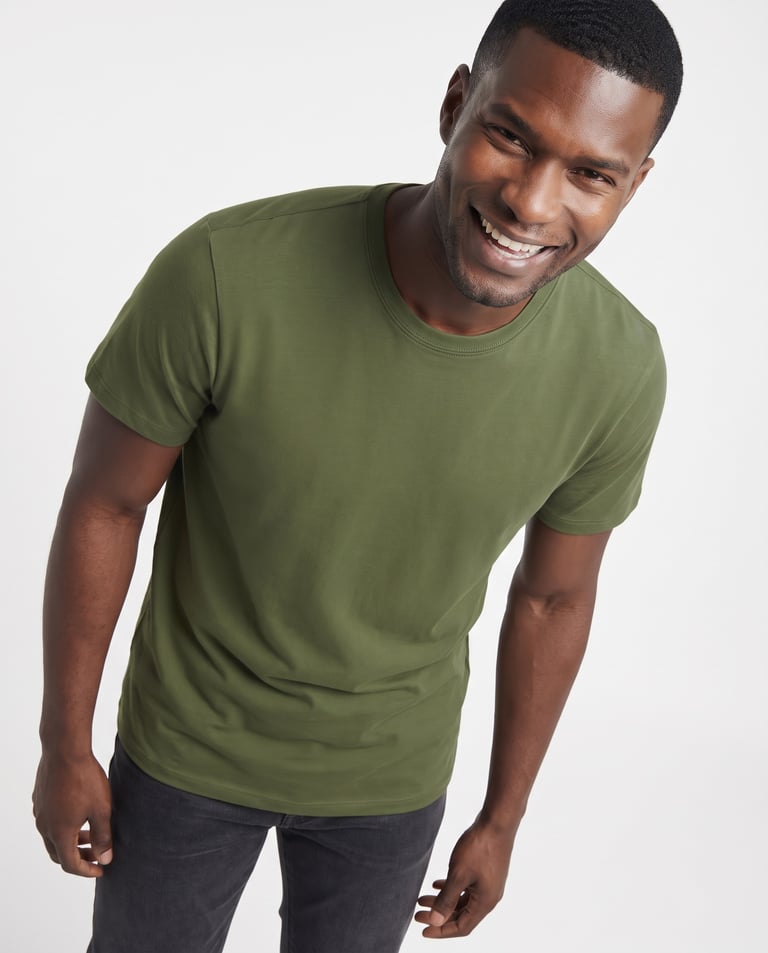 Camiseta de Algodão Premium Verde Militar