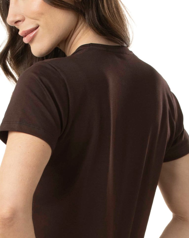 Camiseta de Algodão Egípcio Feminina Marrom Café
