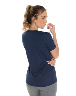 Camiseta Feminina Dry Fit Azul Marinho Proteção UV 30+