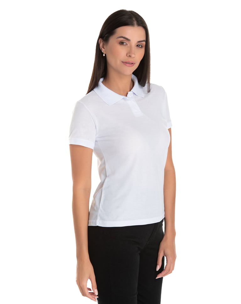 Camisa Polo Piquet Feminina Branca