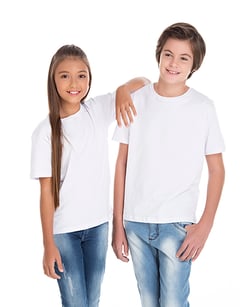 Camiseta Juvenil de Algodão Penteado Branca