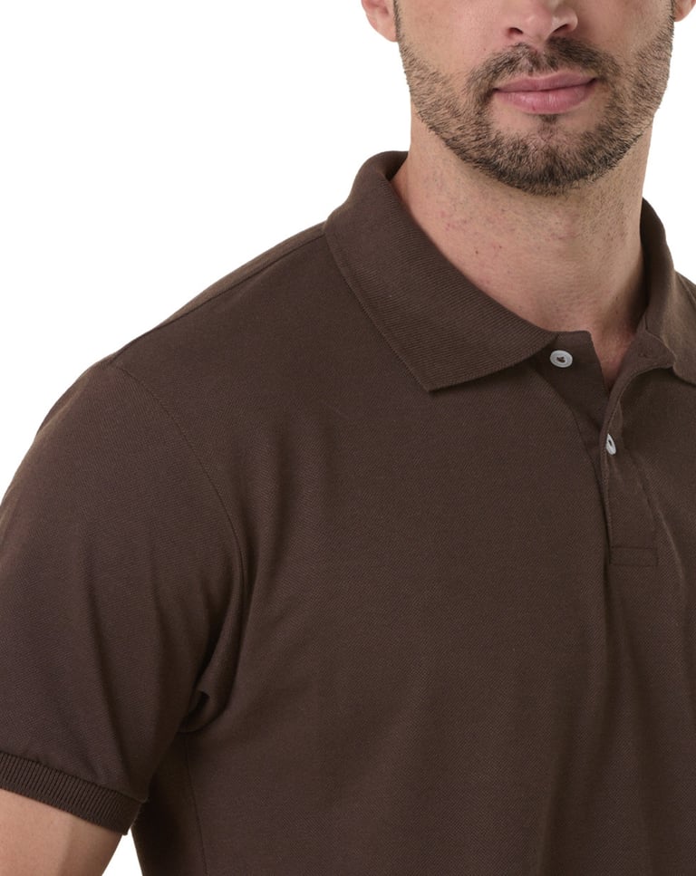 Camisa Polo Piquet Masculina Marrom