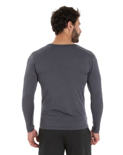 Camiseta Segunda Pele Manga Longa Masculina Cinza Chumbo UV 50+
