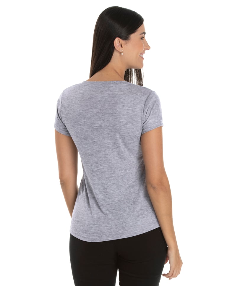 Baby Look de Algodão Premium Cinza Mescla