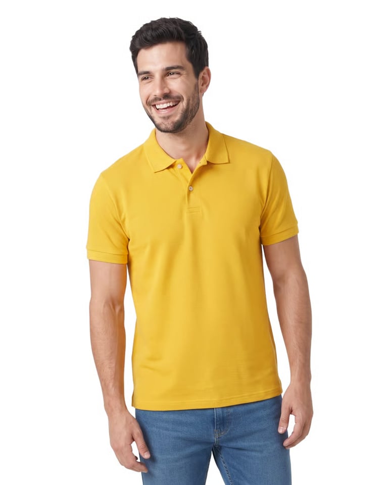 Camisa Polo Piquet Masculina Amarelo Ouro