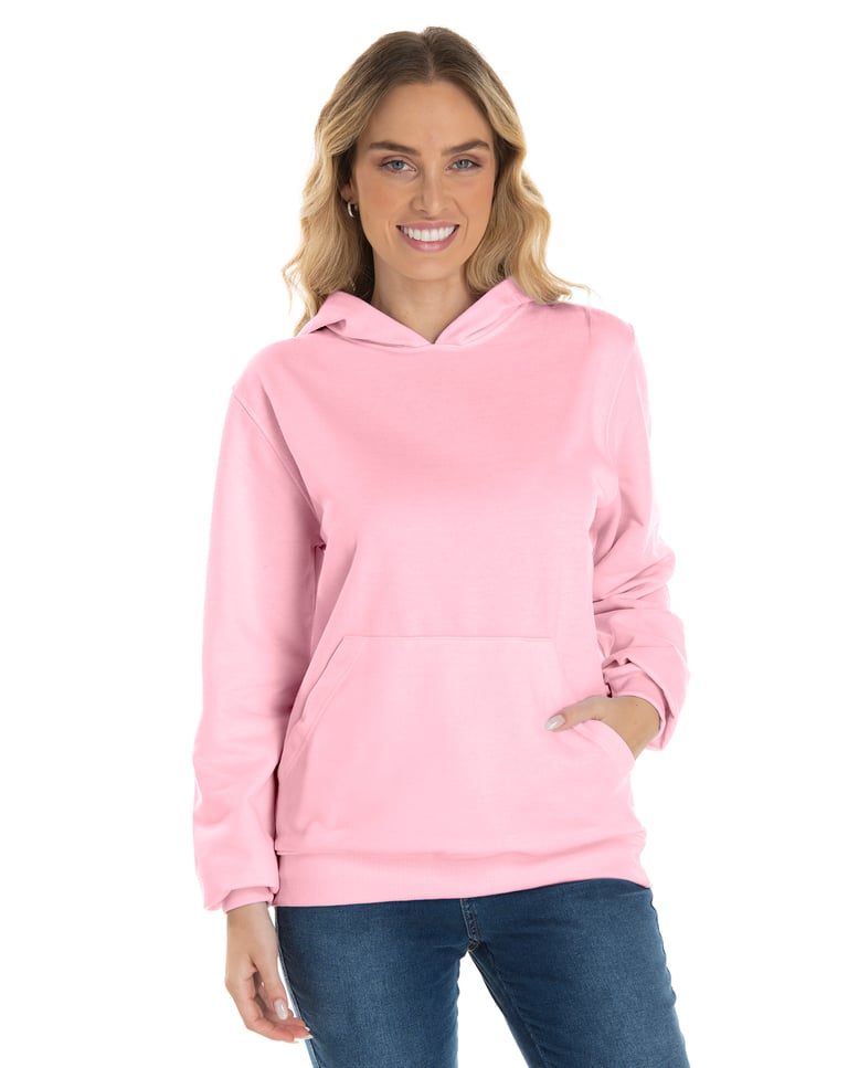Moletom Canguru com Capuz Feminino Rosa Claro