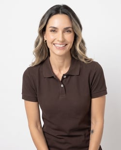 Camisa Polo Piquet Feminina Marrom