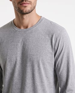 Camiseta Manga Longa de Algodão Premium Cinza Mescla