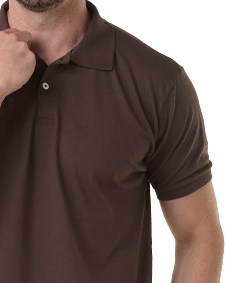 Camisa Polo Piquet Masculina Marrom