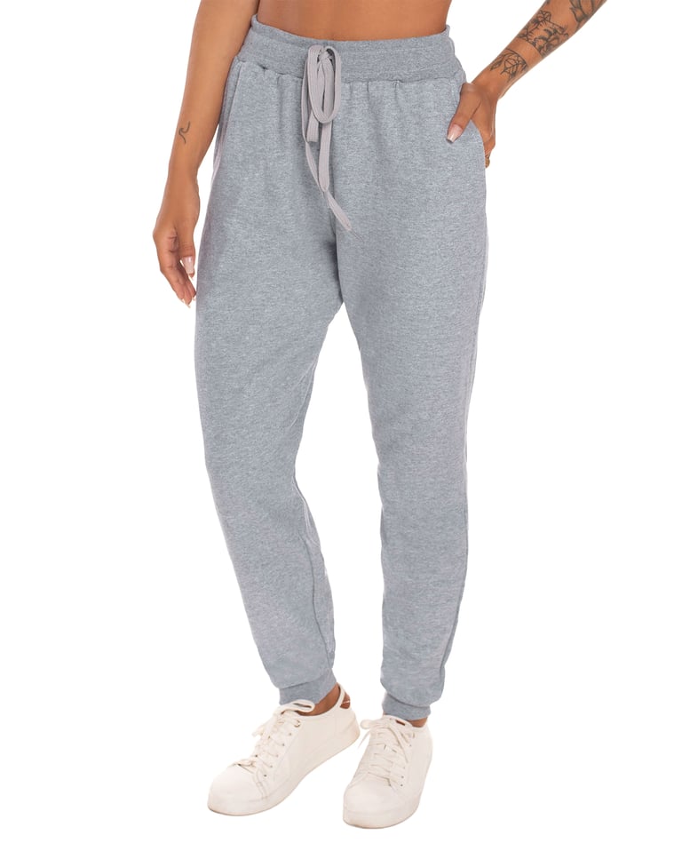 Calça Feminina de Moletom Cinza Mescla