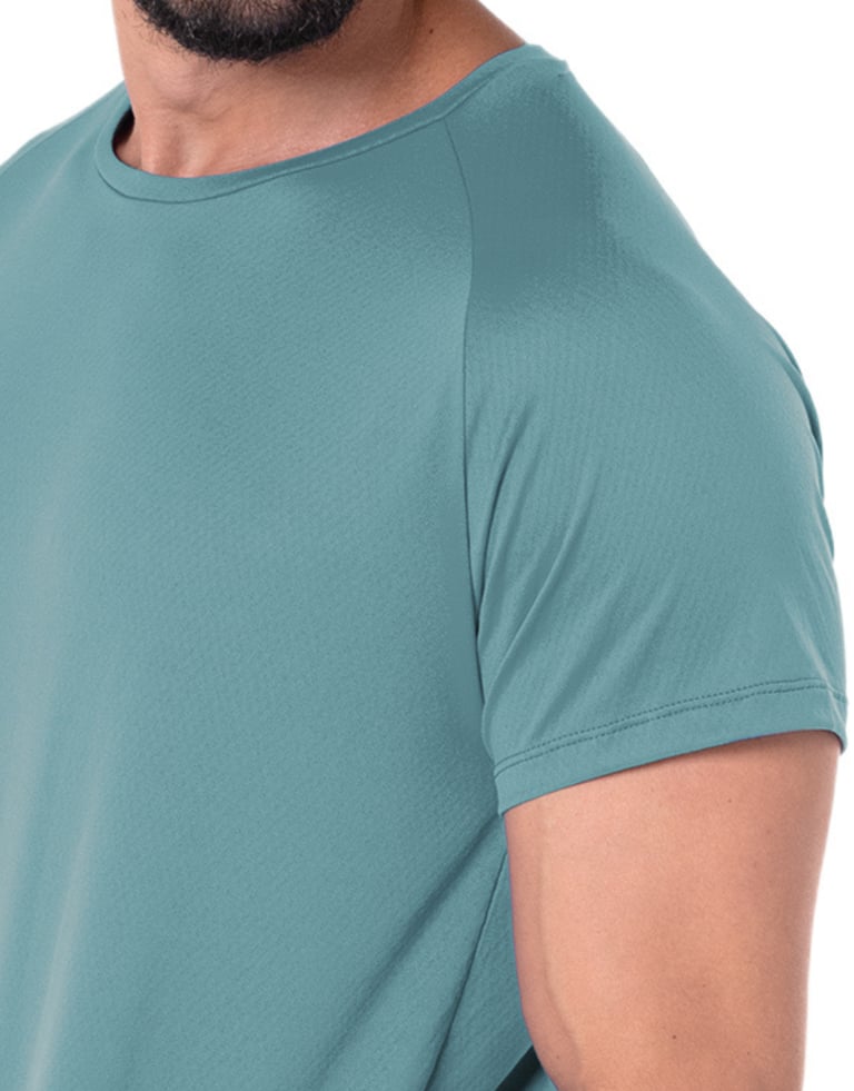 Camiseta Masculina Dry Poliamida Raglan Azul Topázio