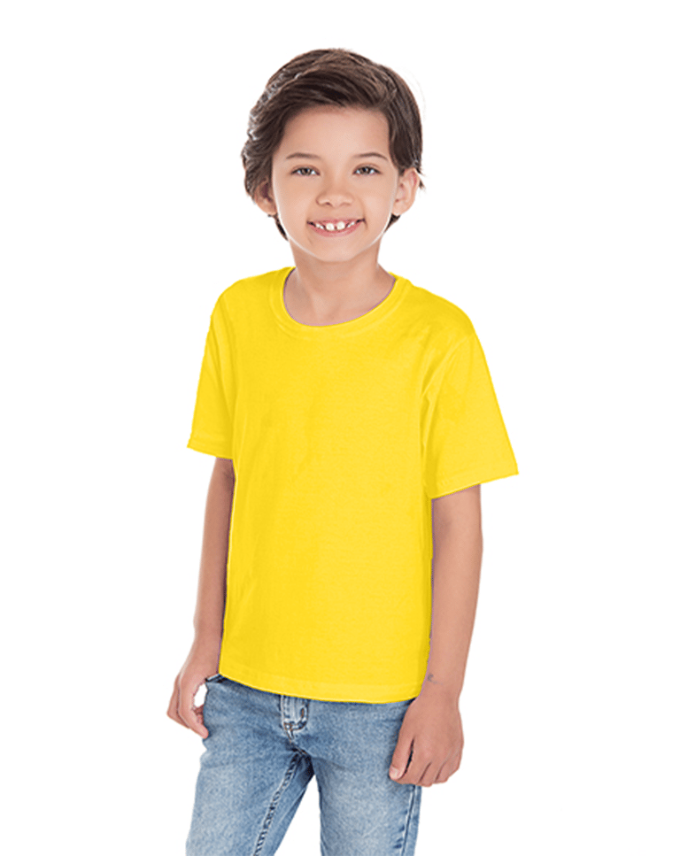 Camiseta Infantil de Algodão Penteado Amarelo Canário