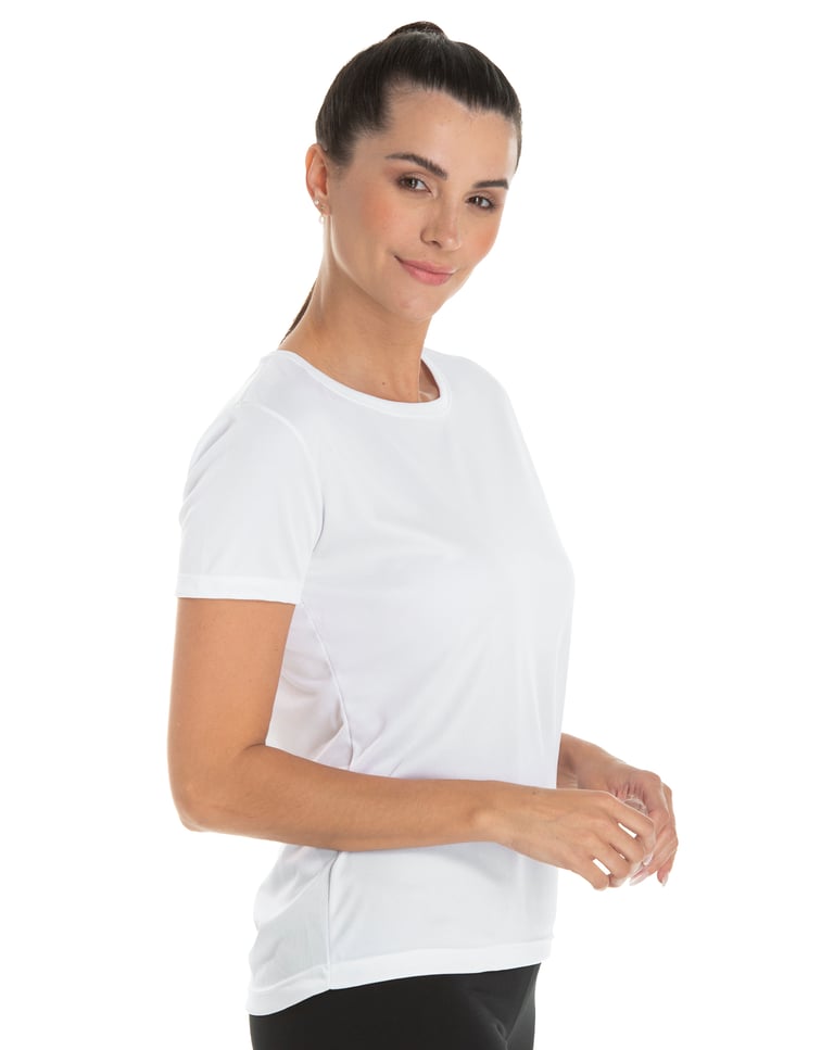 Camiseta Feminina Dry Fit Branca Proteção UV 30+