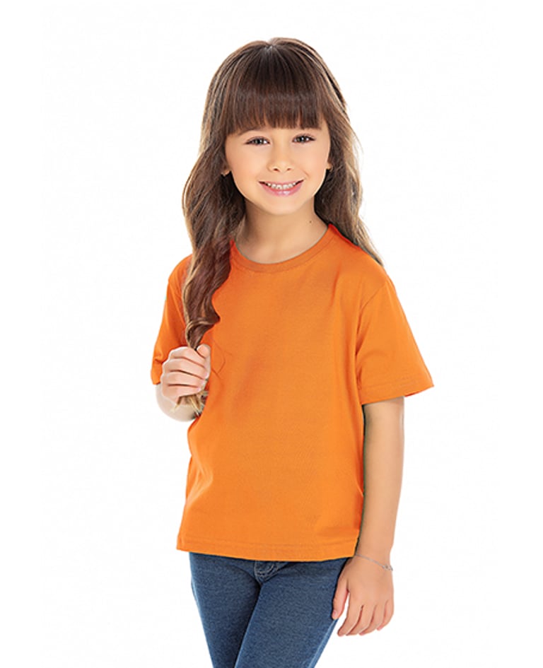 Kit 5 Camisetas Infantil de Algodão Penteado Laranja