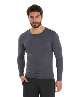 Camiseta Segunda Pele Manga Longa Masculina Cinza Chumbo UV 50+