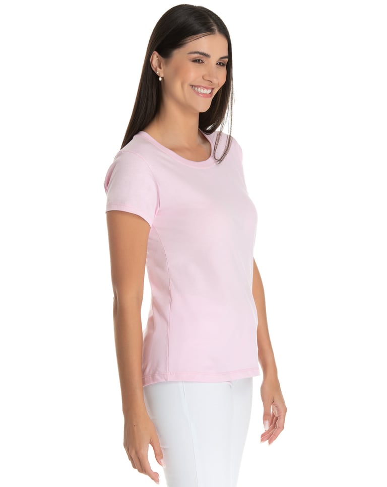Baby Look de Algodão Premium Rosa Claro