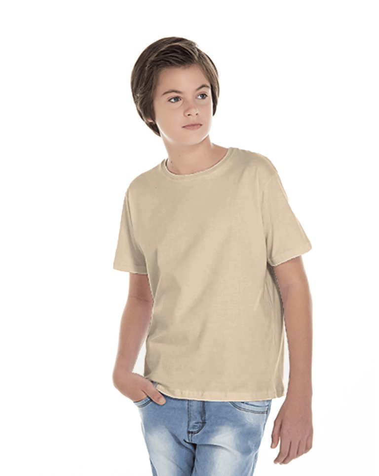 Camiseta Juvenil de Algodão Penteado Areia