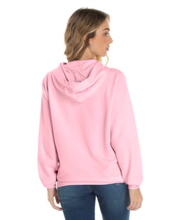 Moletom Canguru com Capuz Feminino Rosa Claro