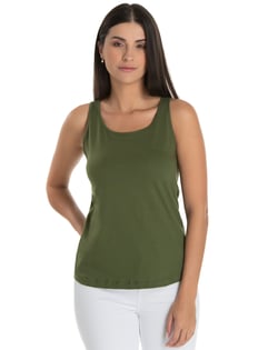 Regata Feminina de Algodão Premium Verde Militar