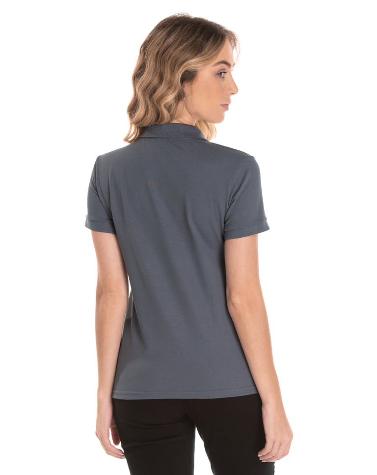 Camisa Polo Piquet Feminina Cinza Chumbo