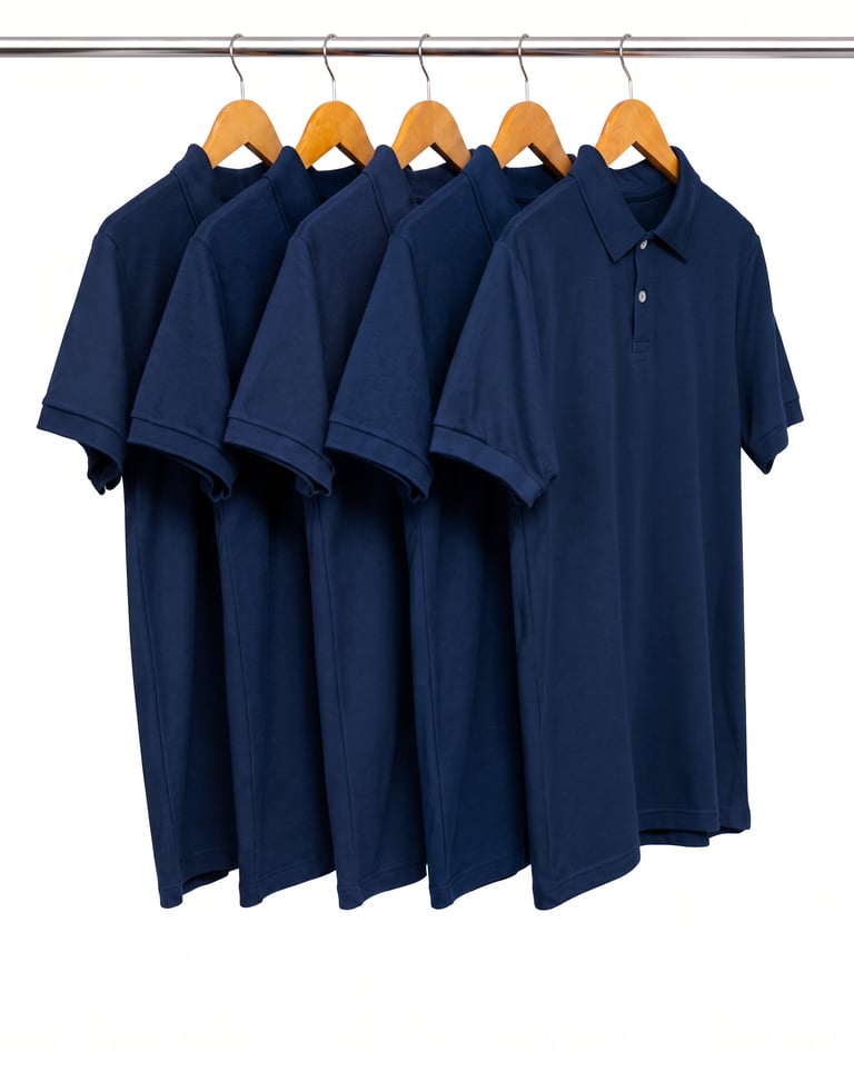 Kit 5 Camisas Polo Piquet Masculinas Azul Marinho