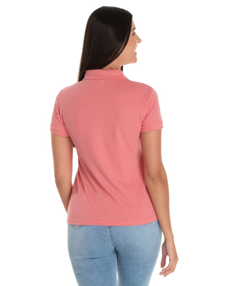 Camisa Polo Piquet Feminina Salmão