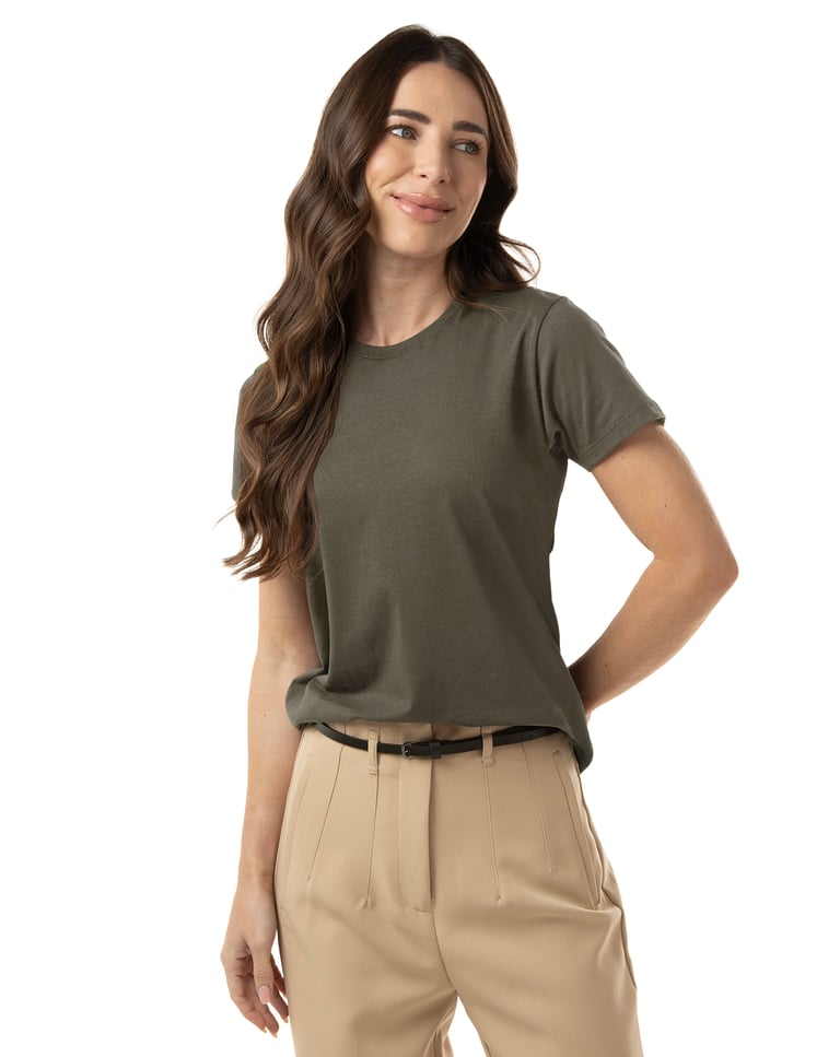 Camiseta de Algodão Egípcio Feminina Cinza Mineral