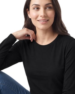 Camiseta Feminina Manga Longa de Algodão Premium Preta