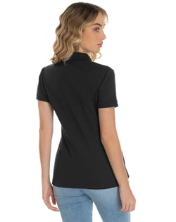 Camisa Polo Piquet Feminina Preta