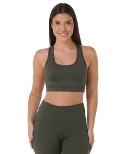 Top Nadador Fitness Feminino Verde Fóssil