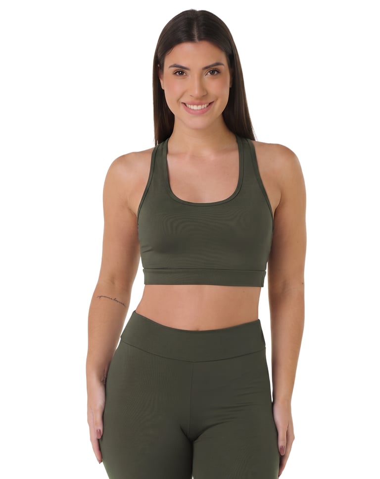 Top Nadador Fitness Feminino Verde Fóssil