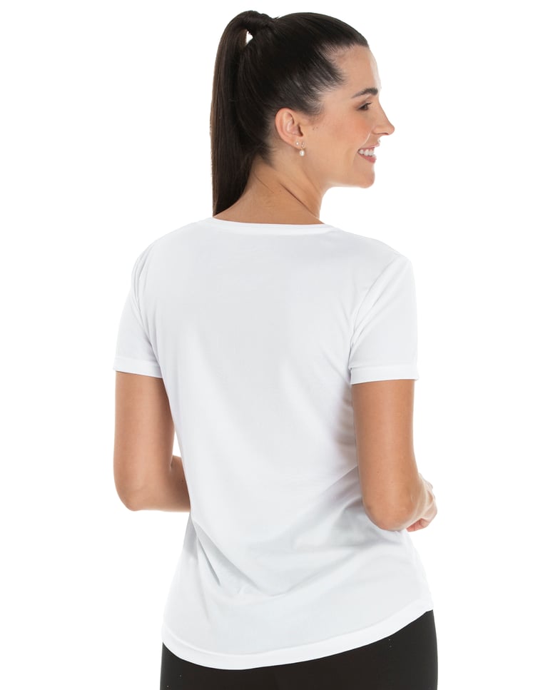 Camiseta Feminina Dry Fit Branca Proteção UV 30+