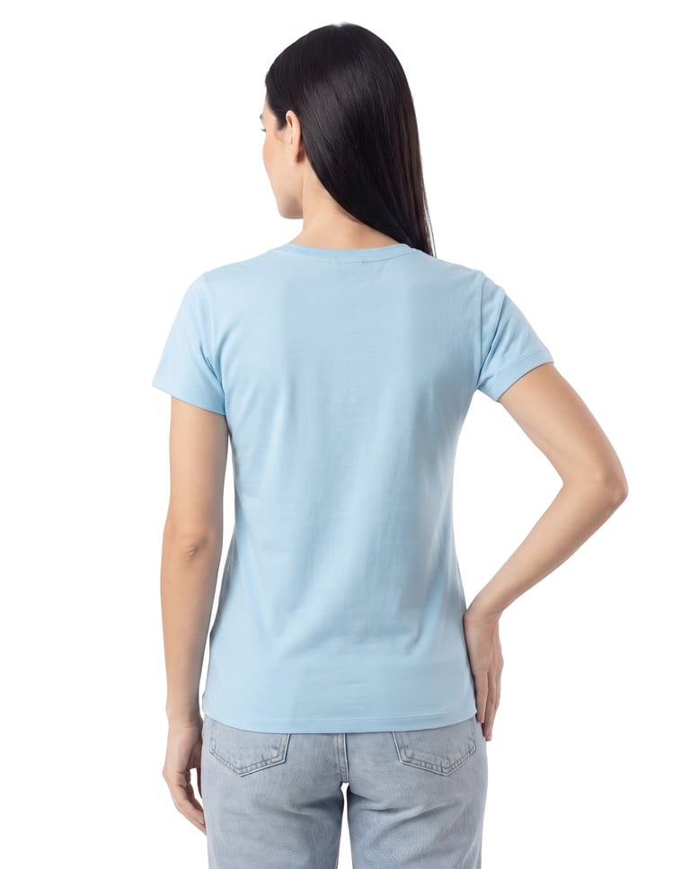 Baby Look de Algodão Premium Azul Claro
