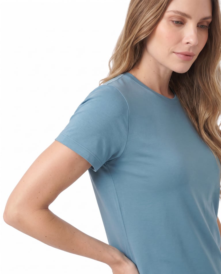 Camiseta Tech Modal Feminina Azul Topázio