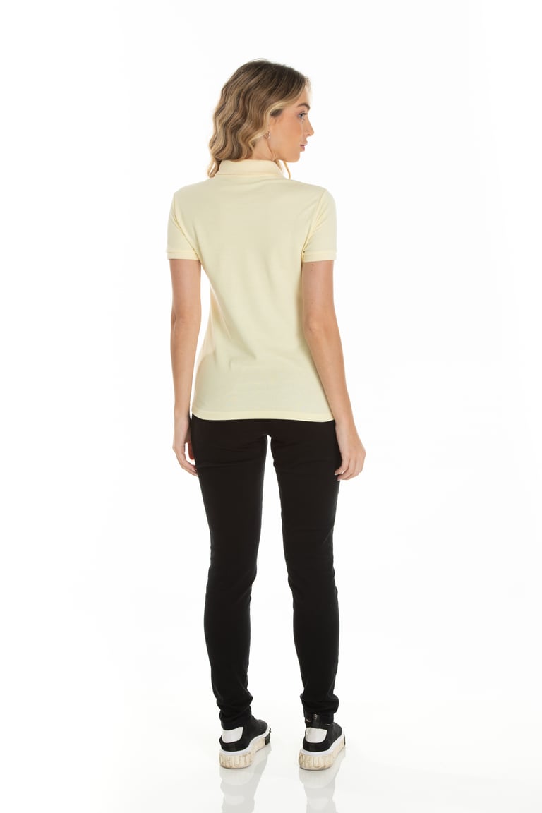 Camisa Polo Piquet Feminina Amarelo Claro