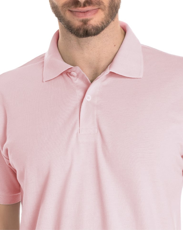 Camisa Polo Piquet Masculina Rosa Claro