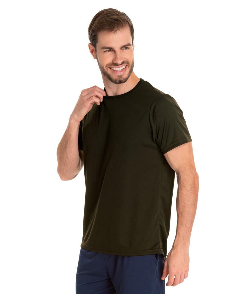 Camiseta Dry Fit Verde Militar Proteção UV 30+