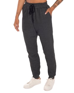 Calça Feminina de Moletom Preto Mescla