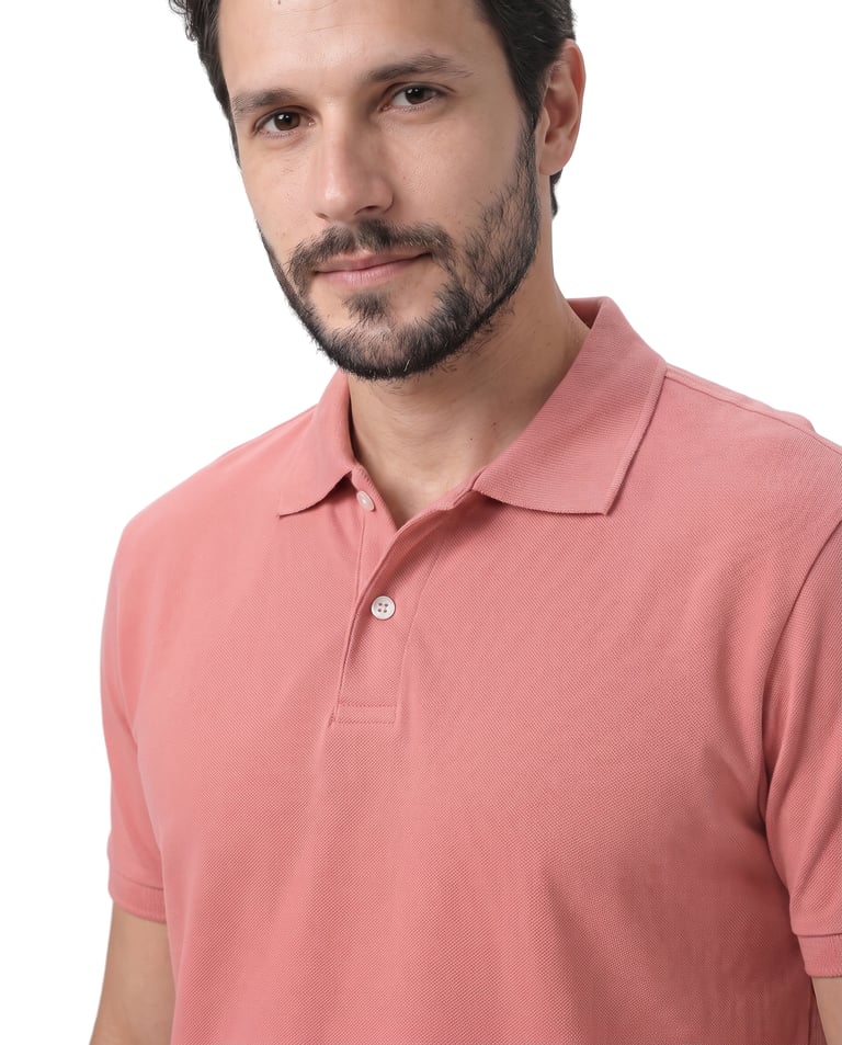 Camisa Polo Piquet Masculina Salmão