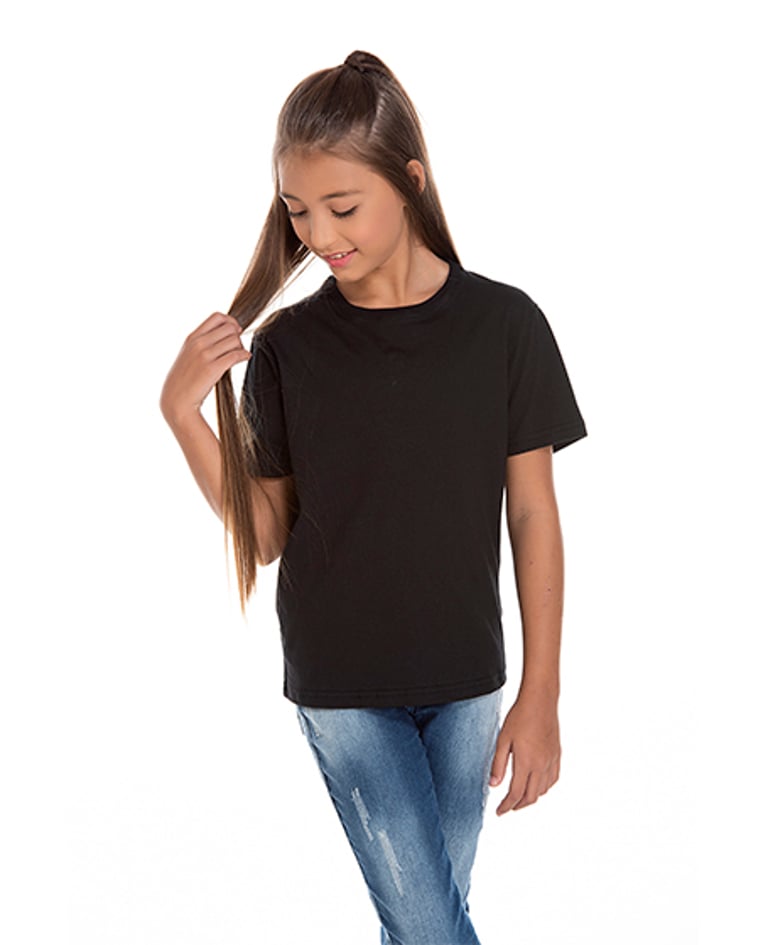 Kit 5 Camisetas Juvenil de Algodão Penteado Preta
