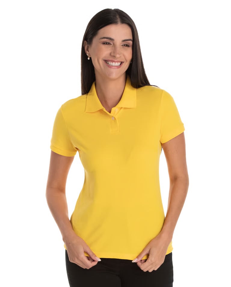 Camisa Polo Piquet Feminina Amarelo Ouro