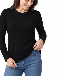 Camiseta Feminina Manga Longa de Algodão Premium Preta