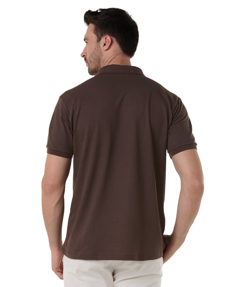 Camisa Polo Piquet Masculina Marrom
