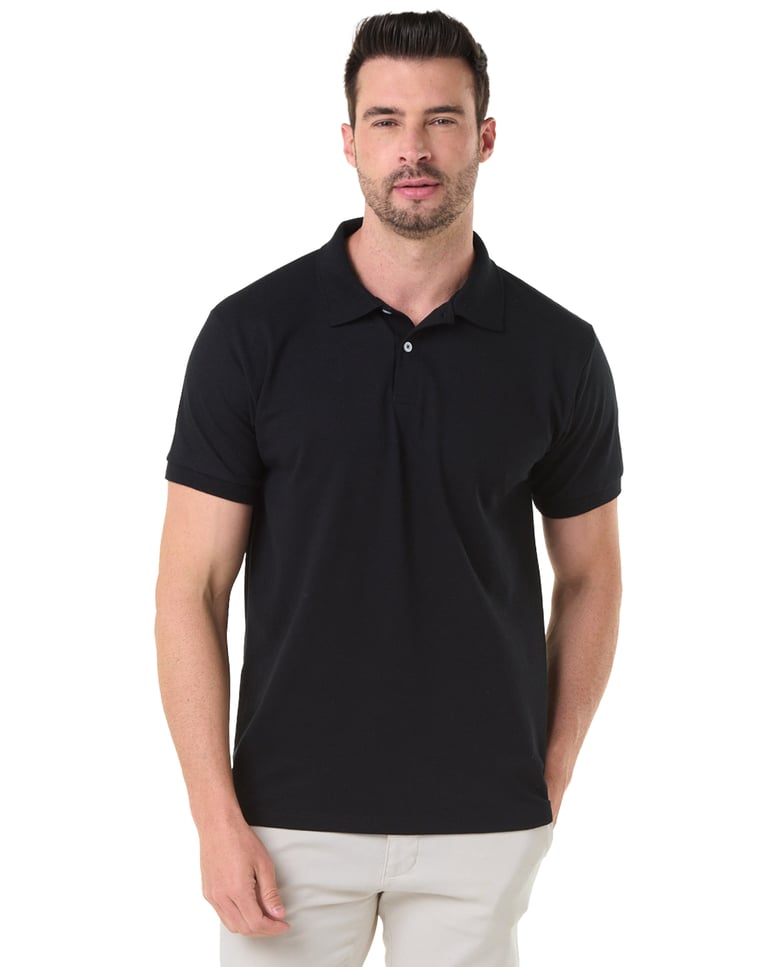 Camisa Polo Piquet Masculina Preta