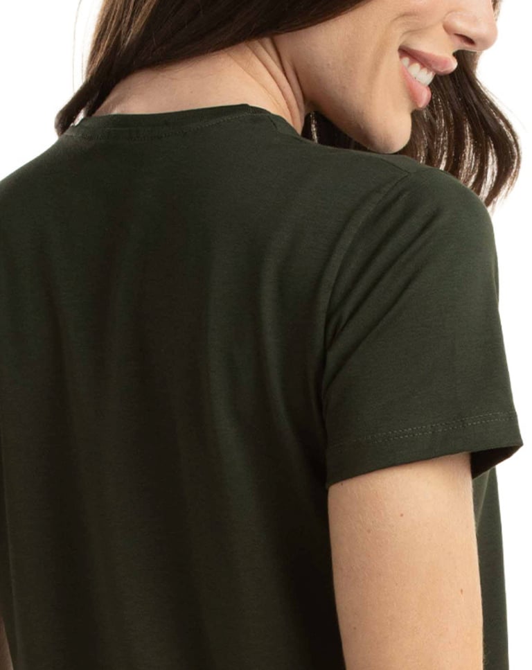 Camiseta de Algodão Egípcio Feminina Verde Musgo