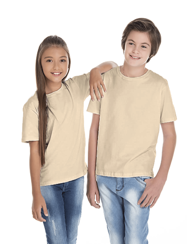 Camiseta Juvenil de Algodão Penteado Areia